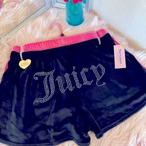 *******SOLD********Juicy Couture Velour Rhinestone Lounge Shorts in Black & Pink